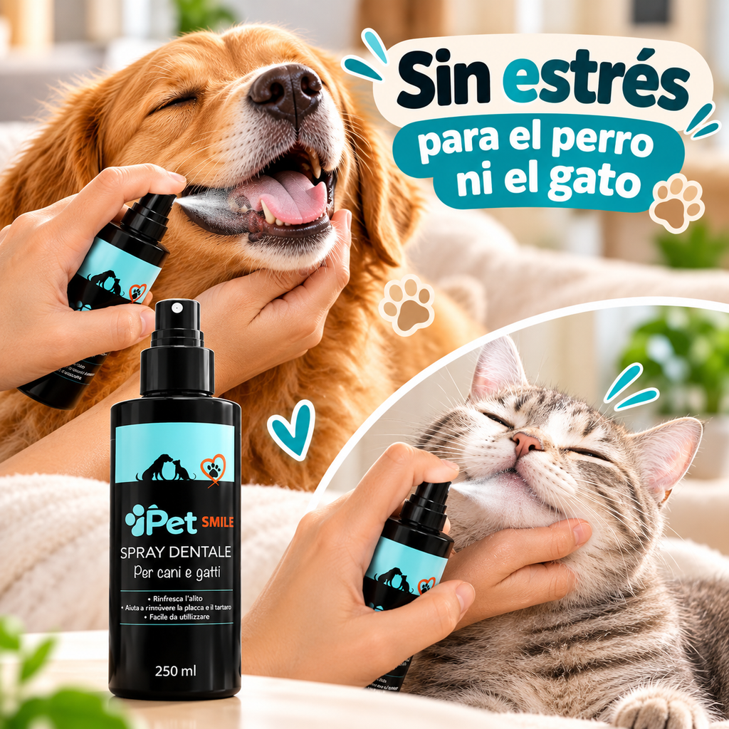 SPRAY DENTAL PARA MASCOTAS, ALIENTO FRESCO Y ELIMINA EL SARRO