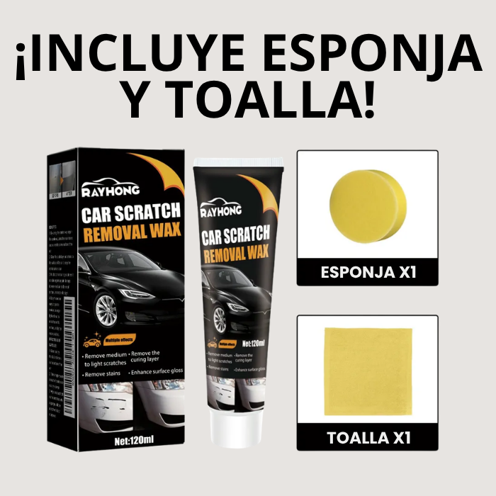 Cera universal para eliminar arañazos del coche, restaura el brillo y es fácil de aplicar (Incluye toalla y espuma)