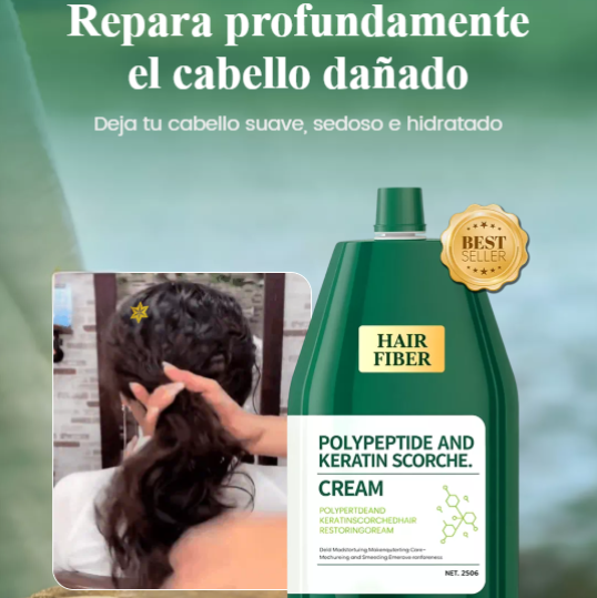 Crema de polipéptidos más queratina Repara el Cabello Seco, Encrespado y Dañado