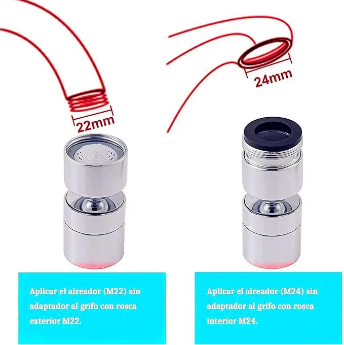 Extension de grifo giratorio 360 antisalpicaduras 2 velocidades