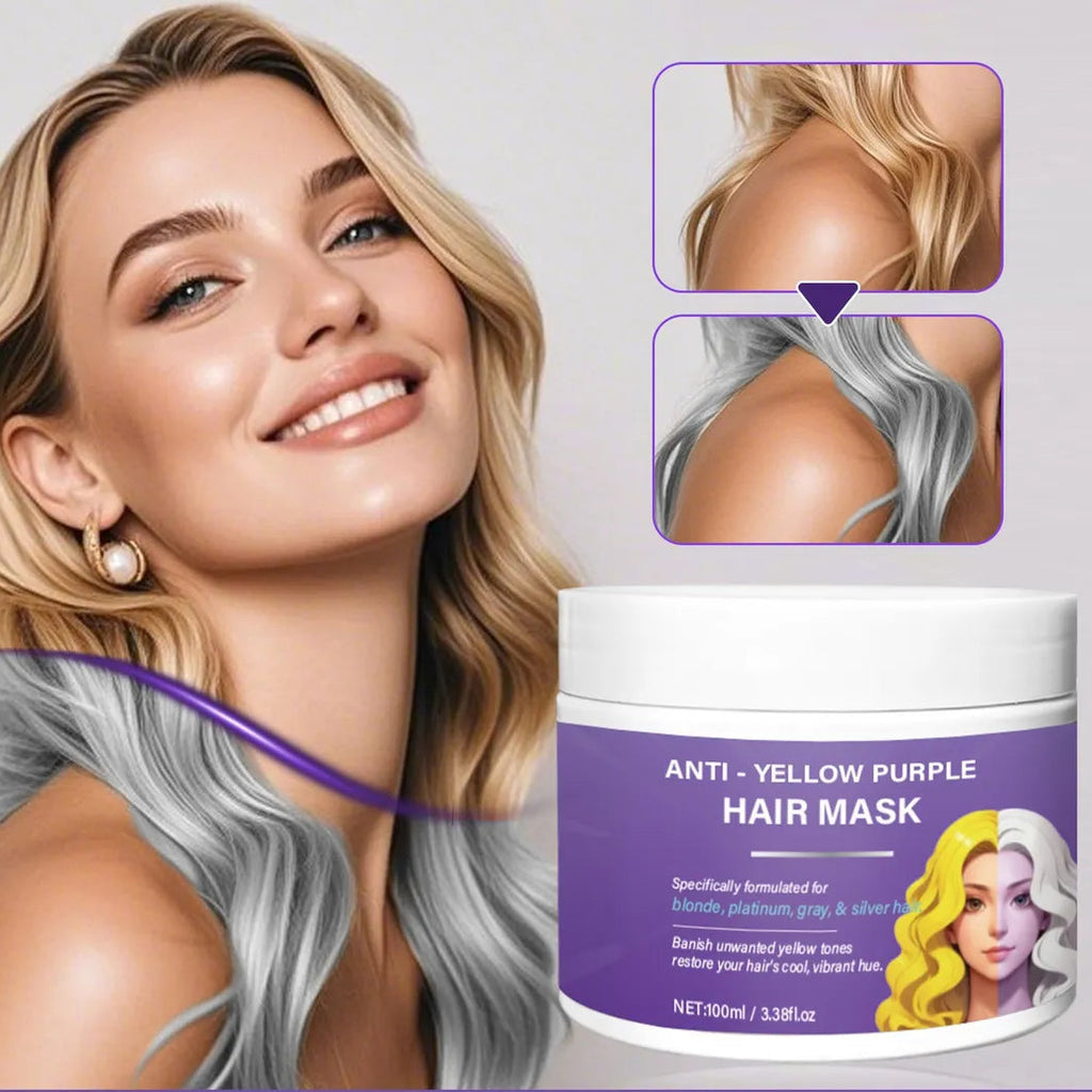 Mascarilla púrpura capilar Anti amarilleo para el cabello liso y con brillo