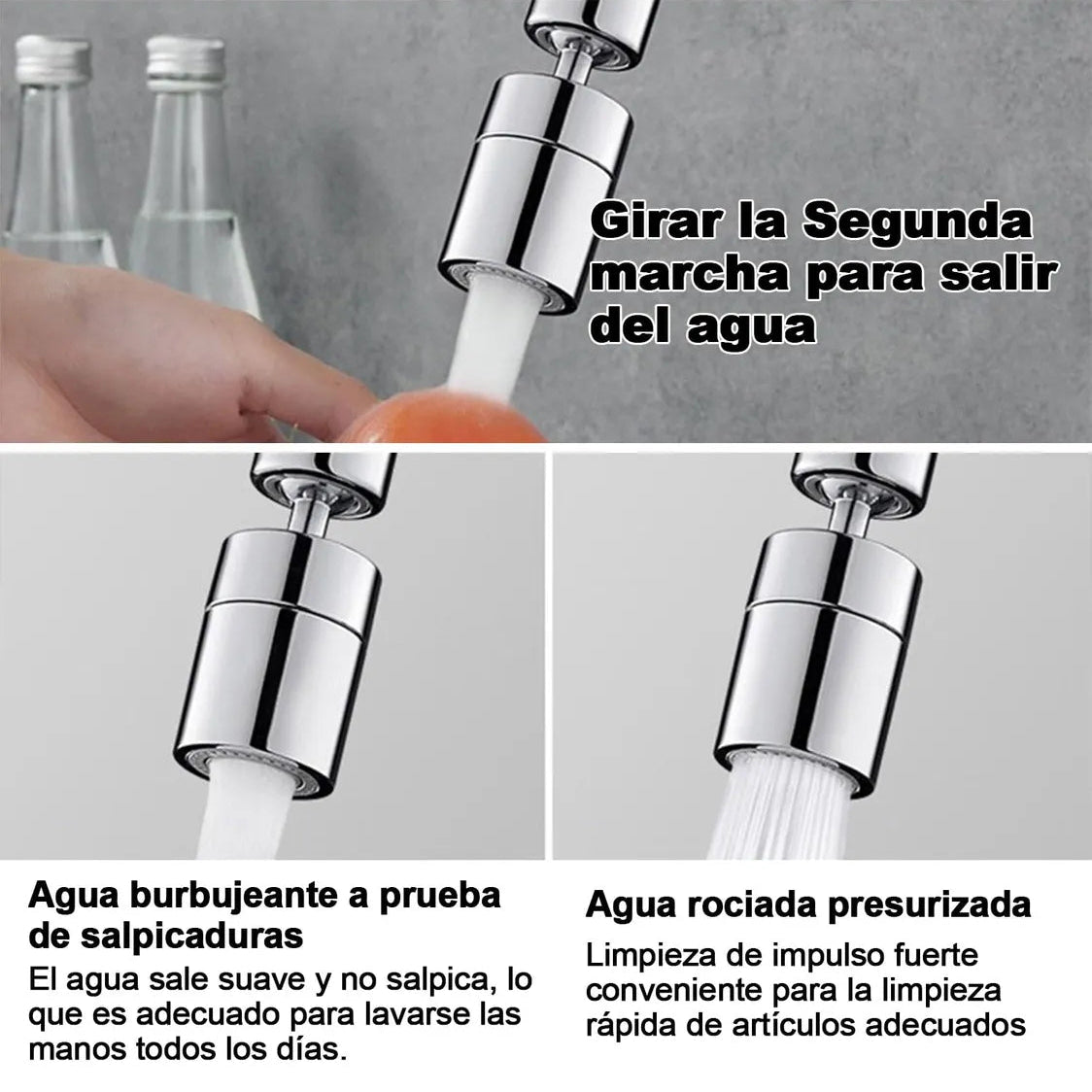 Extension de grifo giratorio 360 antisalpicaduras 2 velocidades