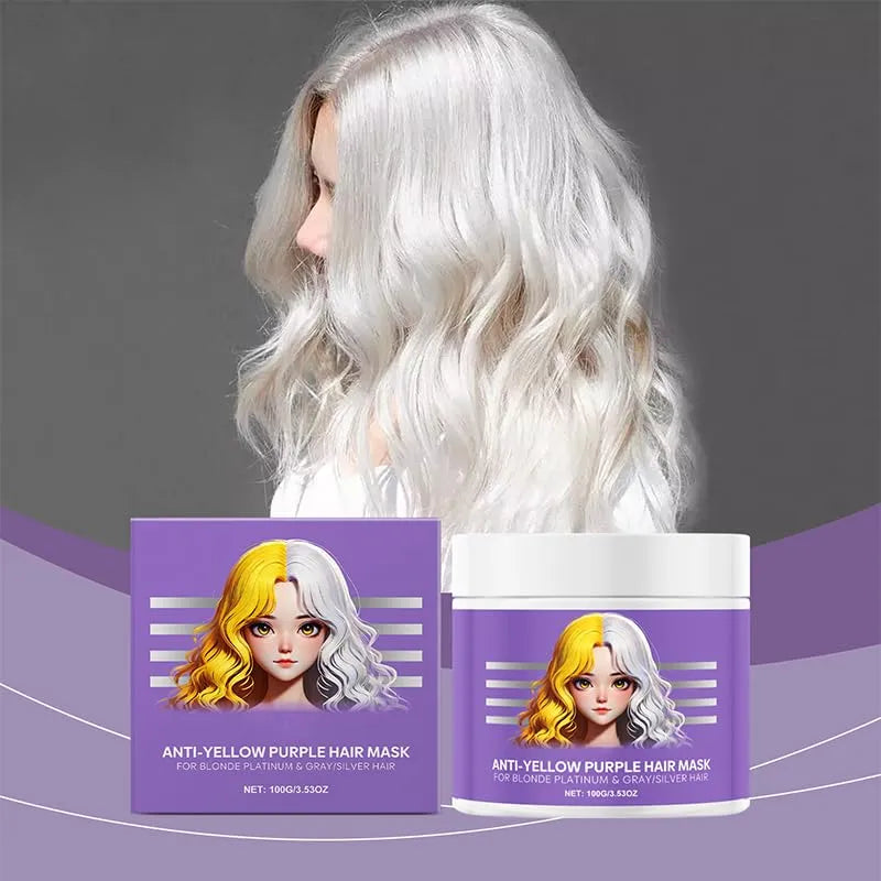 Mascarilla púrpura capilar Anti amarilleo para el cabello liso y con brillo
