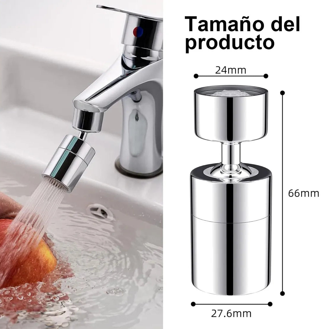 Extension de grifo giratorio 360 antisalpicaduras 2 velocidades