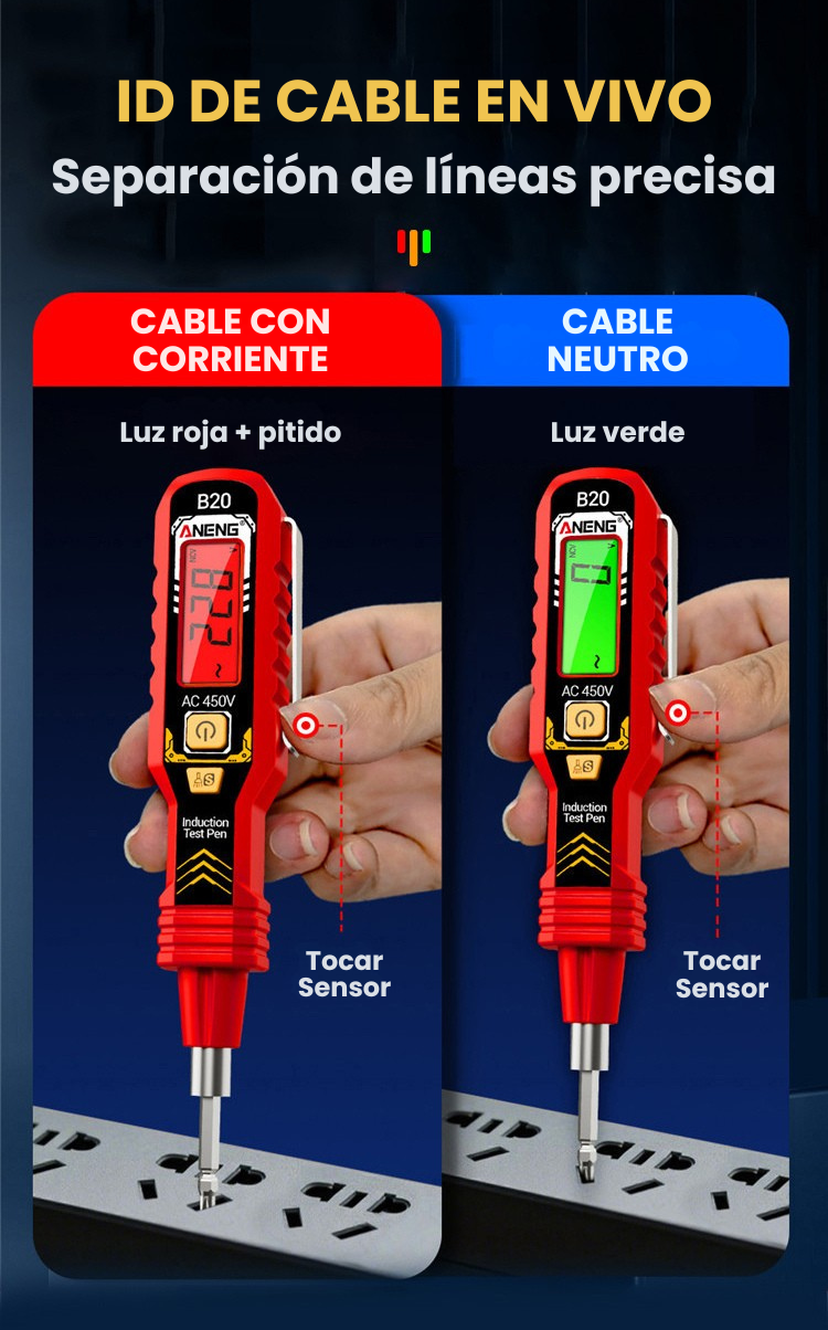 Destornillador probador de voltaje sin contacto con pantalla LCD
