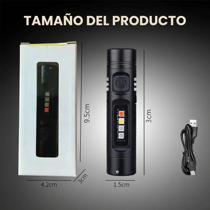 PAGA 1 LLEVA 2 Linterna llavero con clip 9 modos de luz