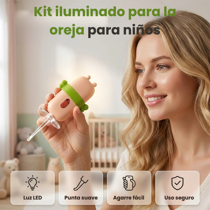 Kit limpiador de oidos para bebe con luz led