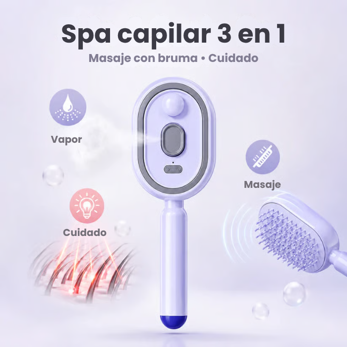 Cepillo con vapor y cabezal vibratorio masajeador