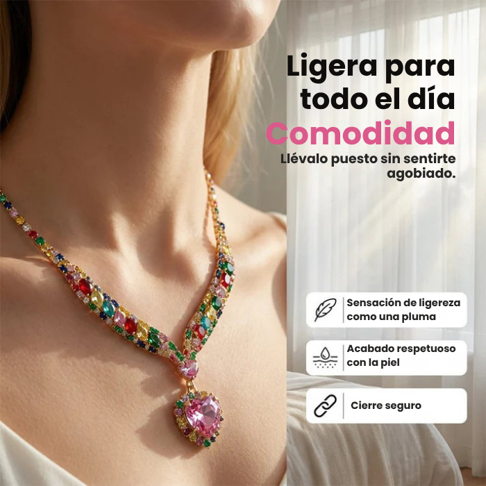 Conjunto de collar y pendientes de corazón brillante: con incrustaciones de cristal