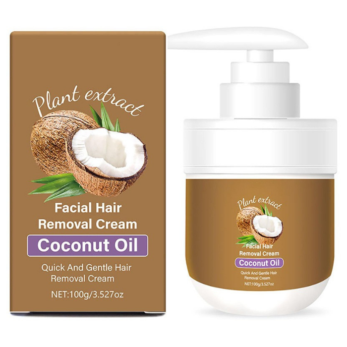 Crema depilatoria facial y corporal con aceite de coco