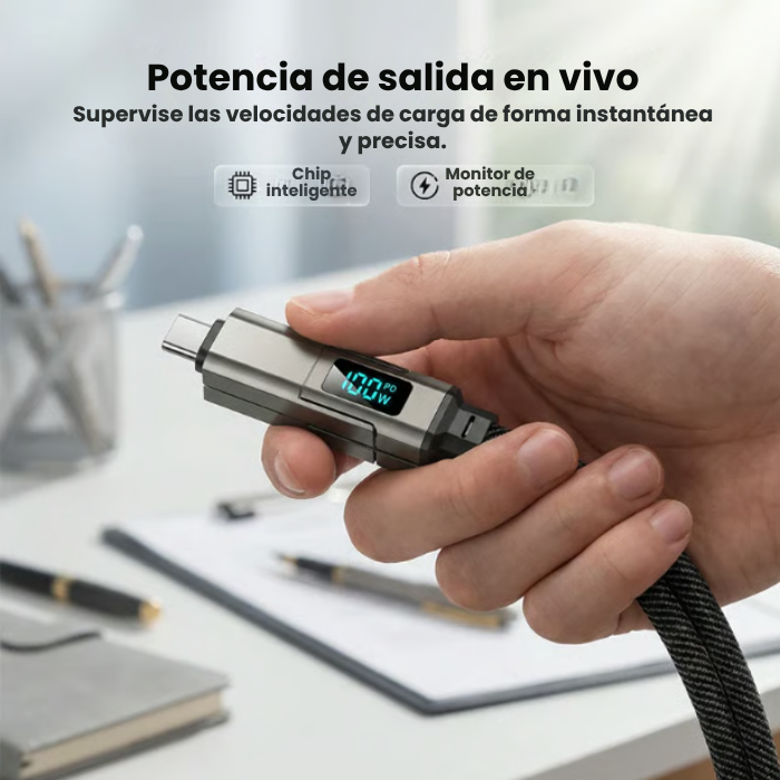 PAGA 1 LLEVA 2 Cable de datos con llavero de carga ultrarrápida y pantalla digital 4 en 1