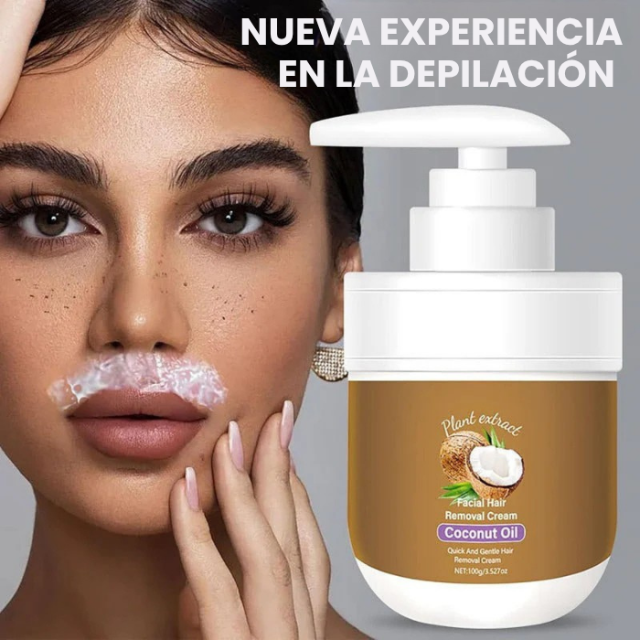 Crema depilatoria facial y corporal con aceite de coco
