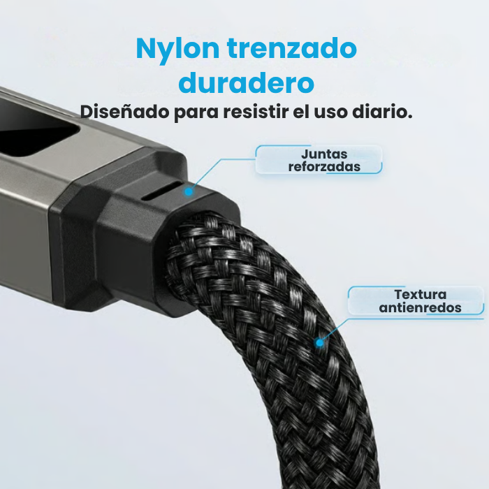 PAGA 1 LLEVA 2 Cable de datos con llavero de carga ultrarrápida y pantalla digital 4 en 1