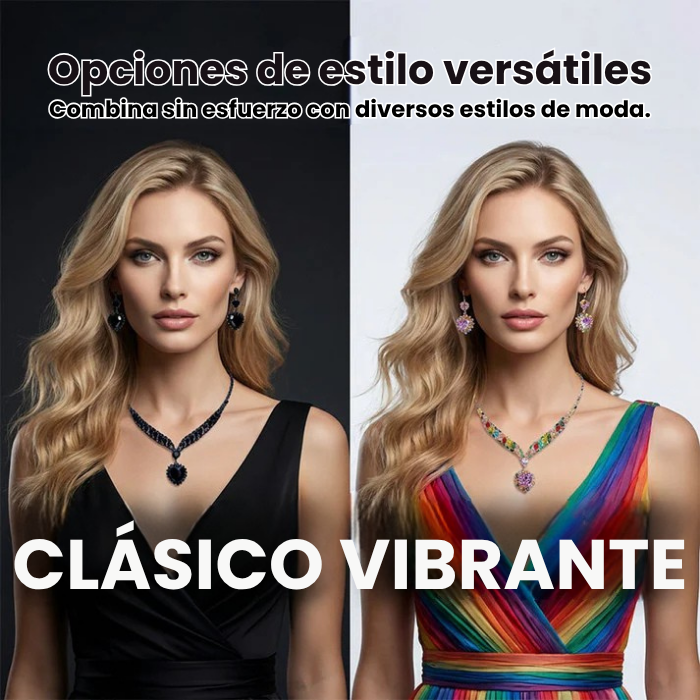 Conjunto de collar y pendientes de corazón brillante: con incrustaciones de cristal