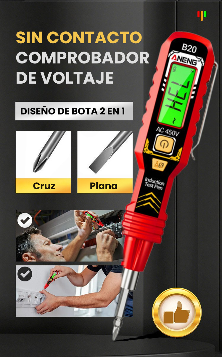 Destornillador probador de voltaje sin contacto con pantalla LCD