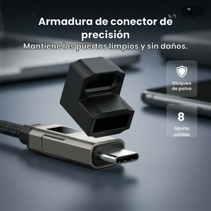 PAGA 1 LLEVA 2 Cable de datos con llavero de carga ultrarrápida y pantalla digital 4 en 1