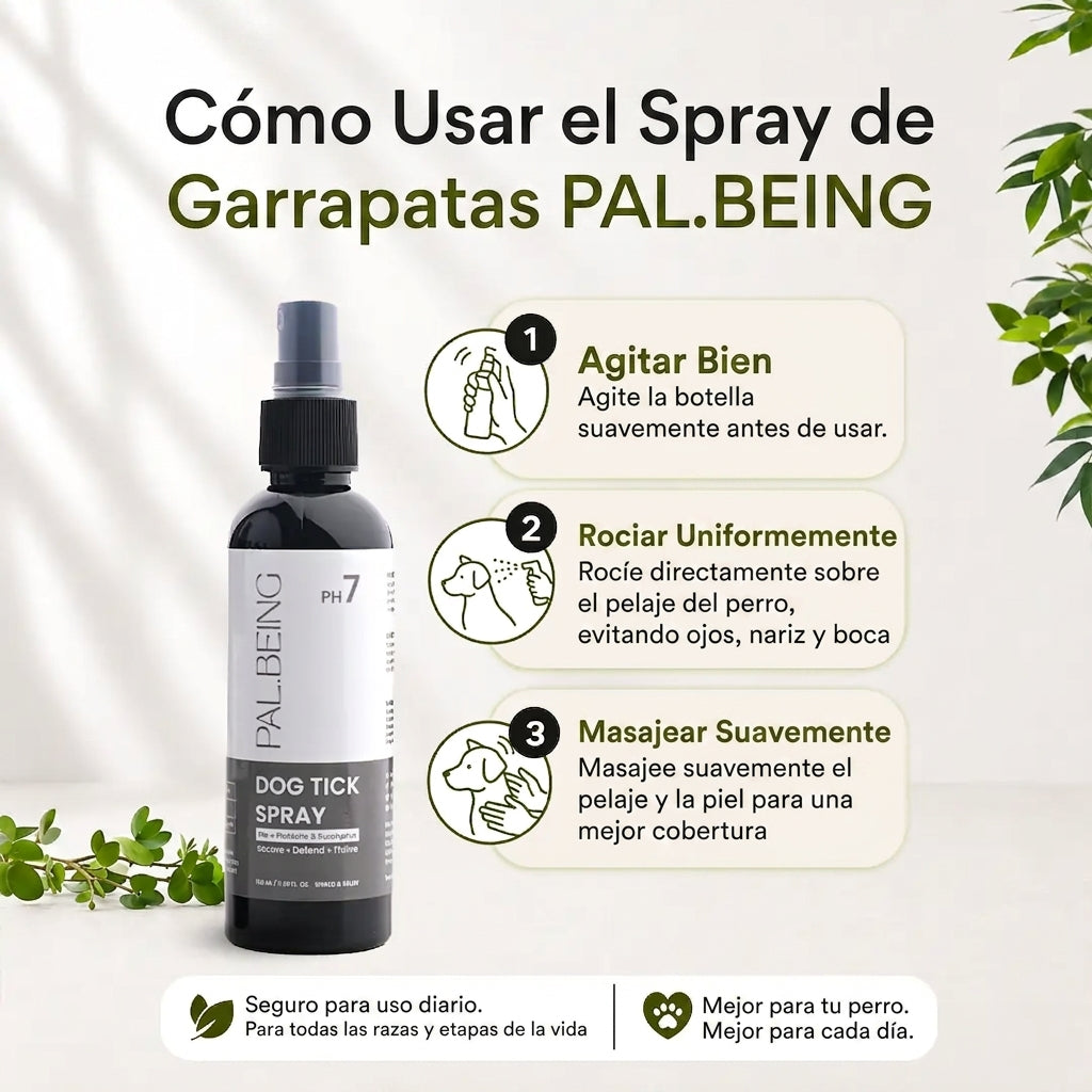 Spray probiótico antipulgas y garrapatas para perros