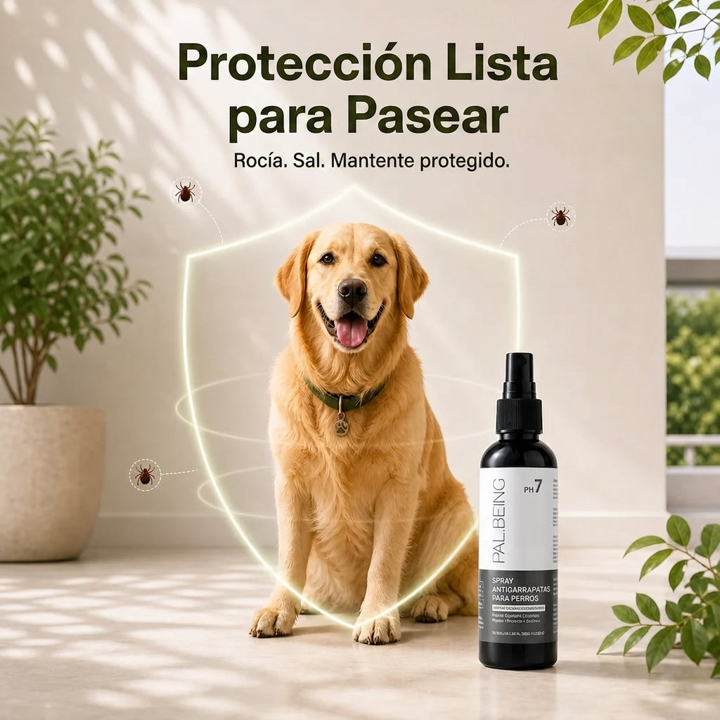 Spray probiótico antipulgas y garrapatas para perros