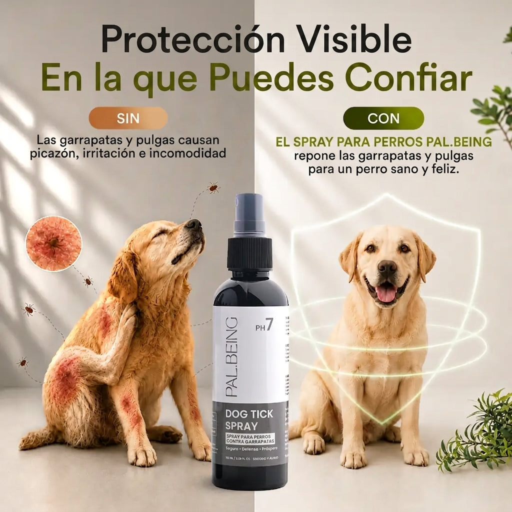 Spray probiótico antipulgas y garrapatas para perros