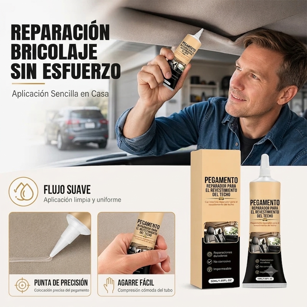 Pegamento reparador para techos interiores y molduras de automóviles desprendidos