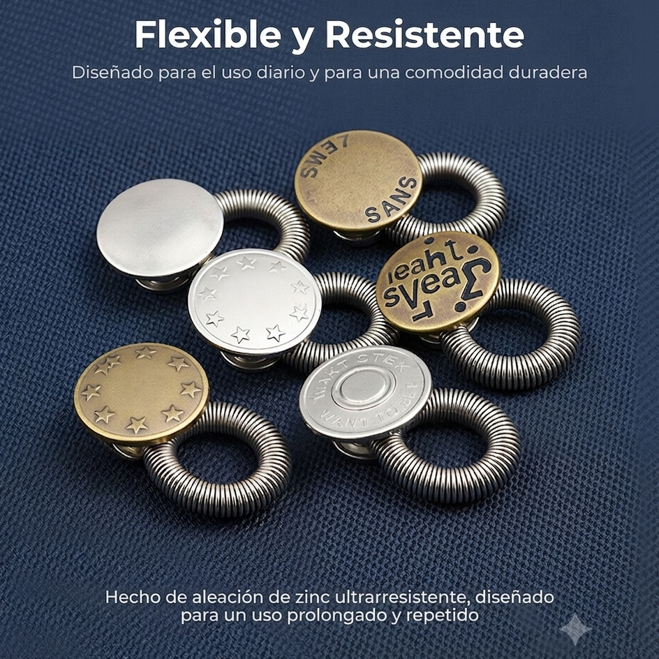 Botón de extensión de resorte metálico para jeans (5 BOTONES)