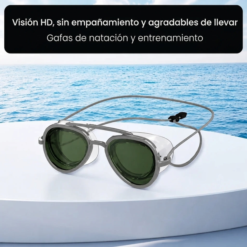 Gafas de piscina antivaho con efecto espejo y diadema ajustable