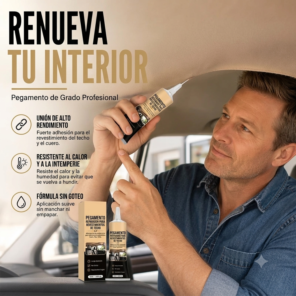 Pegamento reparador para techos interiores y molduras de automóviles desprendidos