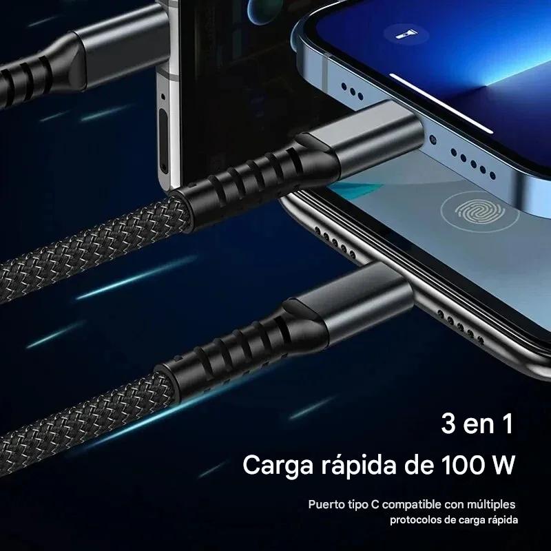 🎁 PAGA 1 LLEVA 2 Cable 3 en 1 de carga superrápida