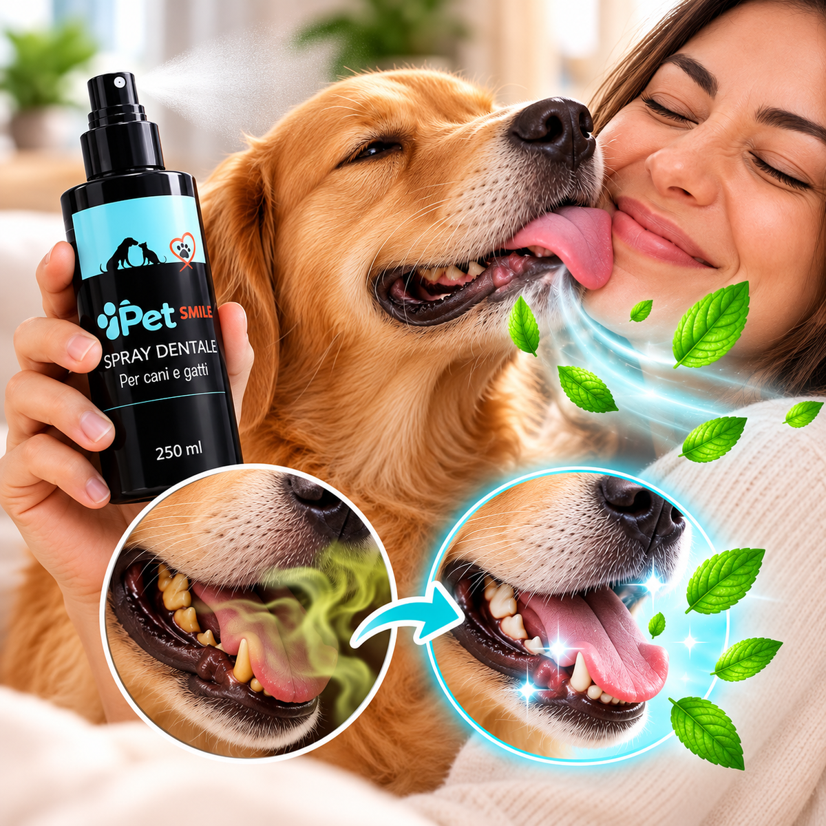 SPRAY DENTAL PARA MASCOTAS, ALIENTO FRESCO Y ELIMINA EL SARRO