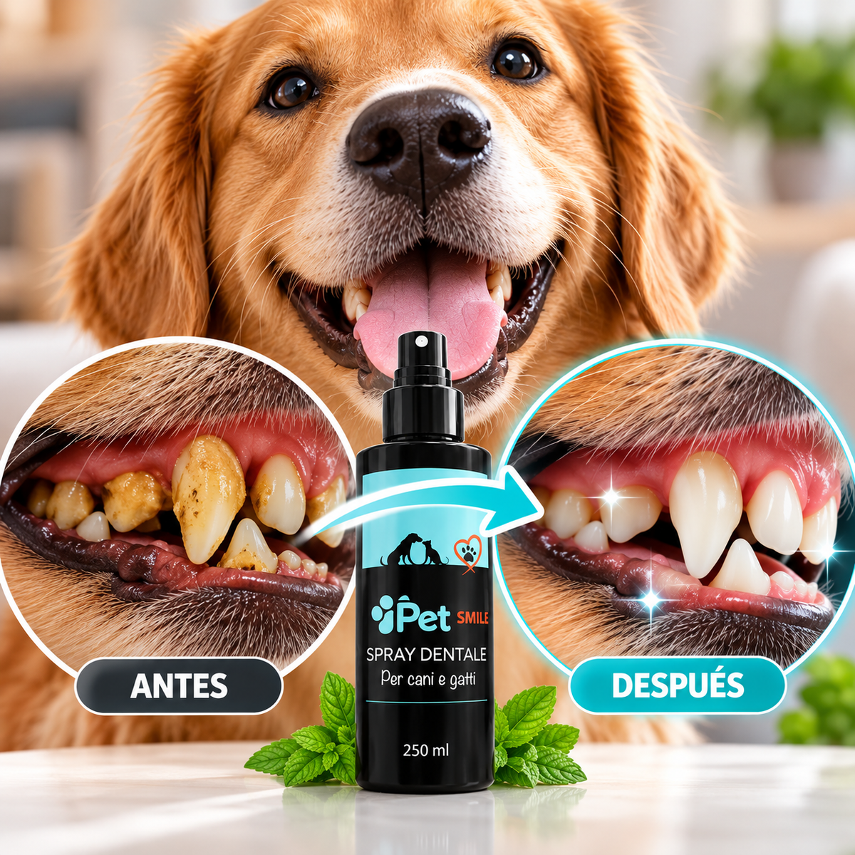 SPRAY DENTAL PARA MASCOTAS, ALIENTO FRESCO Y ELIMINA EL SARRO