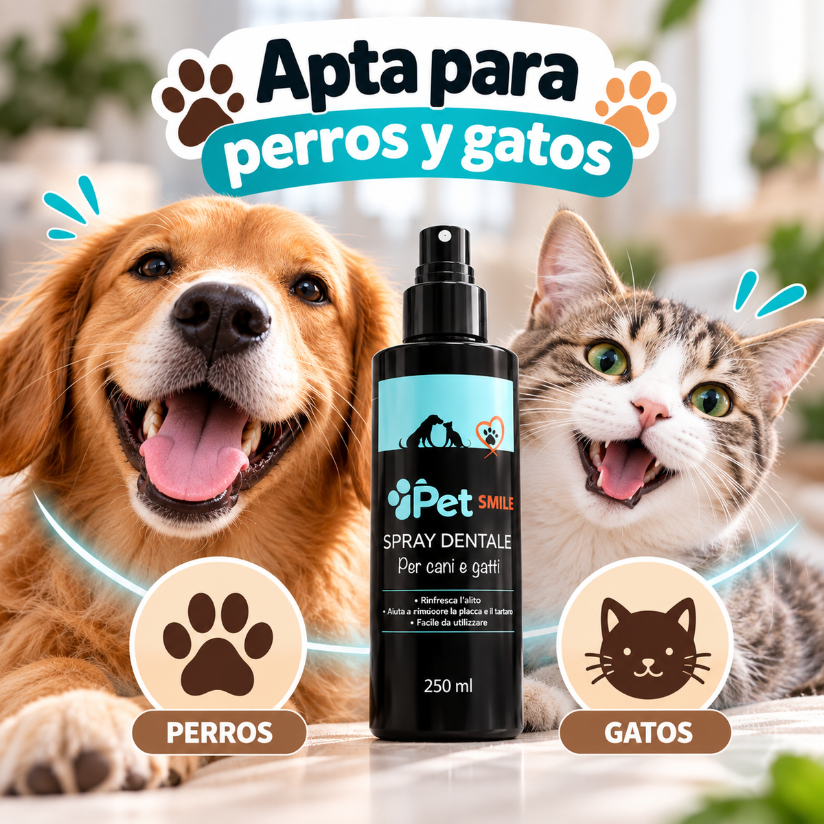 SPRAY DENTAL PARA MASCOTAS, ALIENTO FRESCO Y ELIMINA EL SARRO
