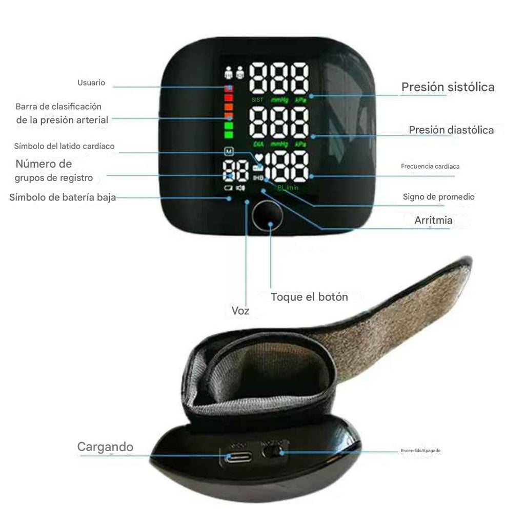 Monitor de presión arterial de muñeca inteligente Vionare
