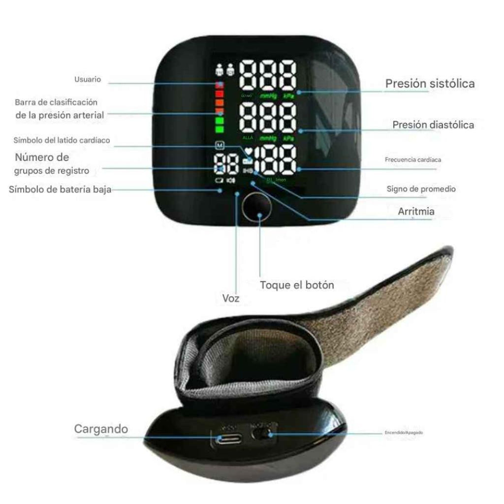 Monitor de presión arterial de muñeca inteligente Vionare