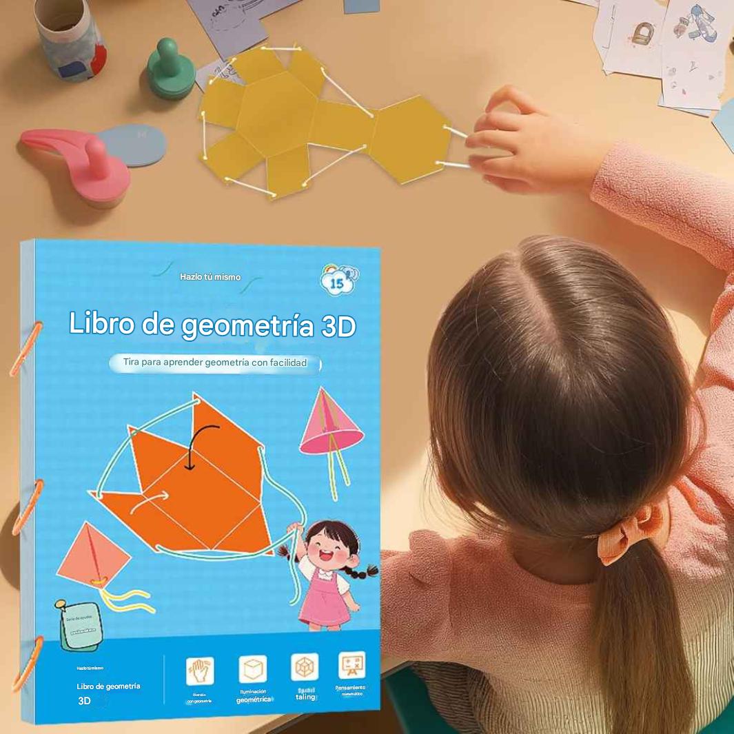 Libro de geometría 3D con cuerda de tracción