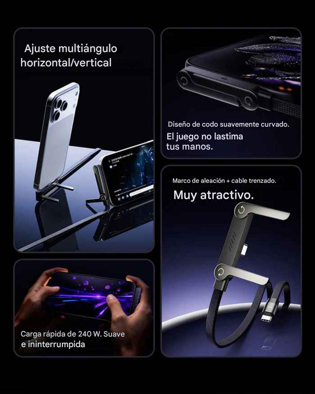Cable de carga con soporte 2 en 1