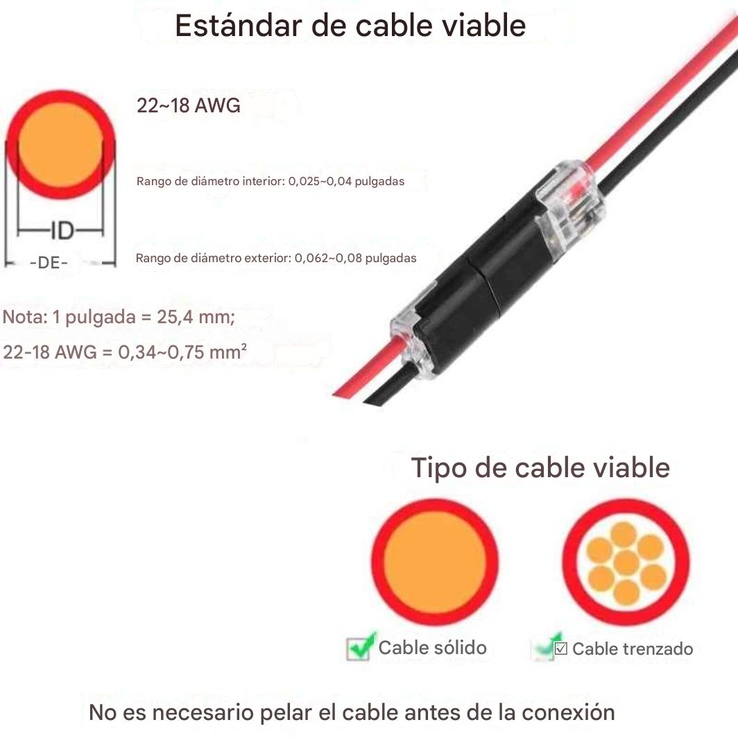 PACK DE 20 Conectores de cable sin soldadura de 2 pines