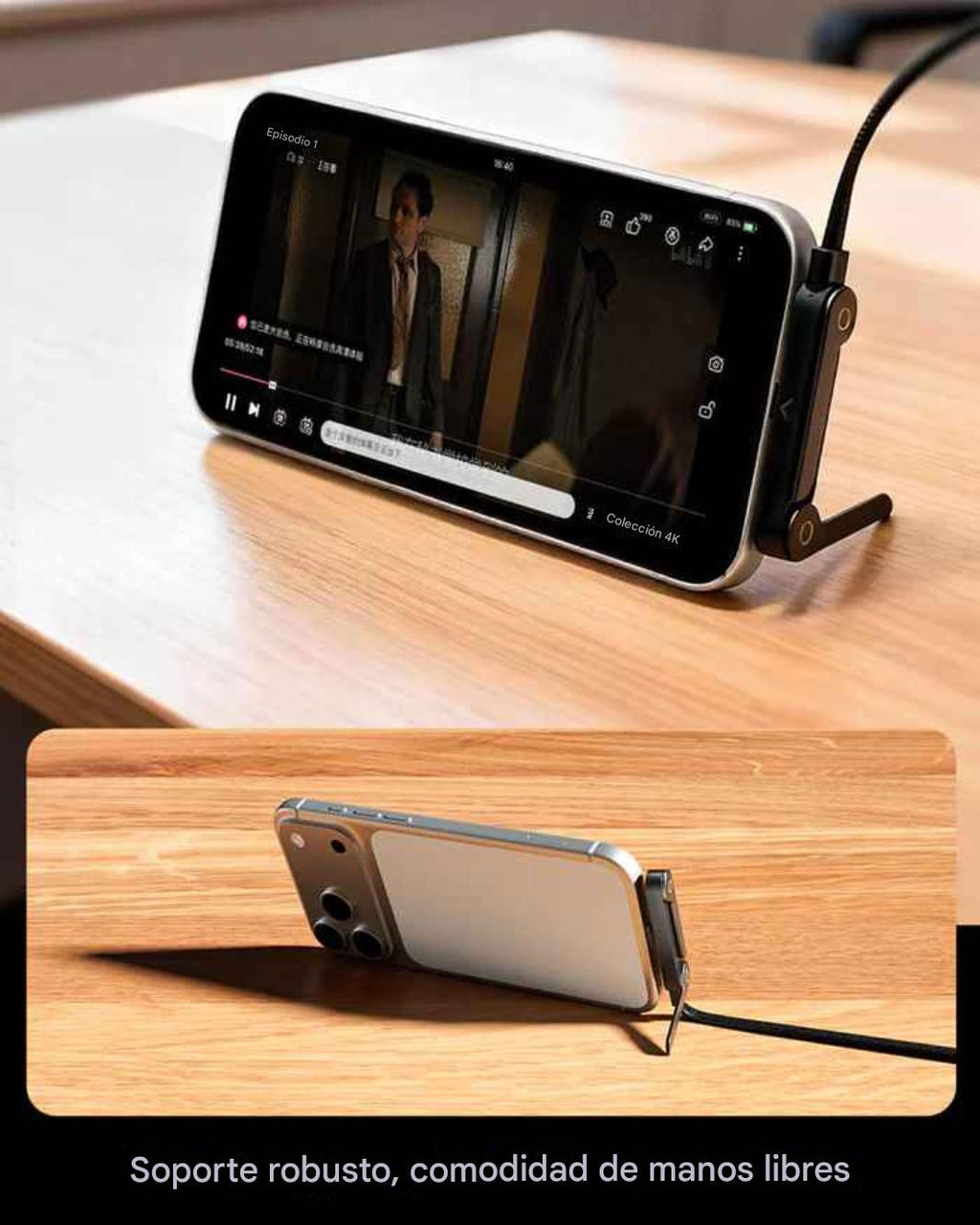 Cable de carga con soporte 2 en 1
