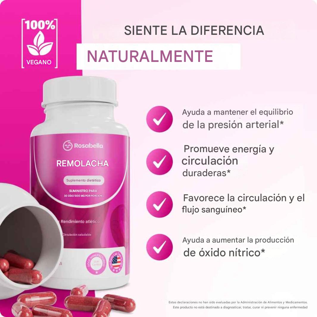 Cápsulas de remolacha Rosabella para favorecer la circulación y la vitalidad