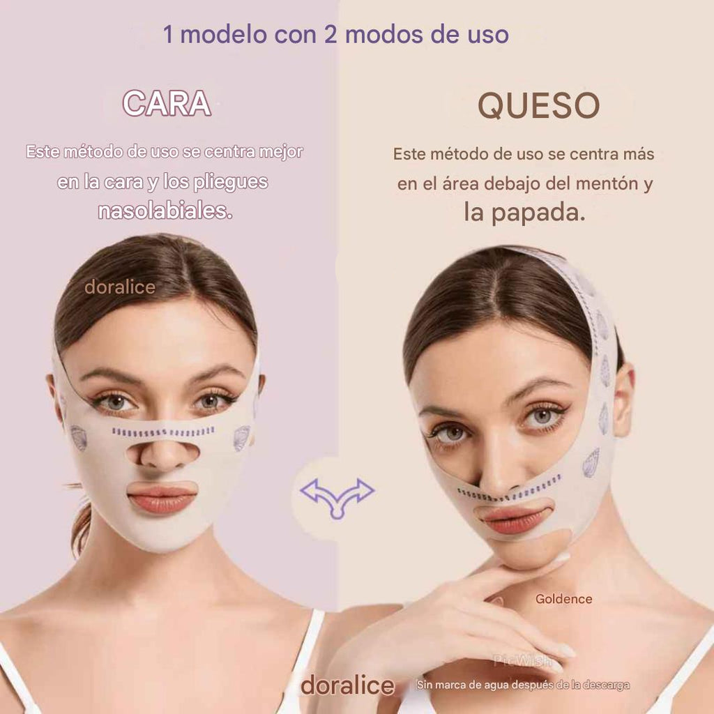 Mascarilla de contorno facial - Suaviza arrugas, papada y moldea el rostro