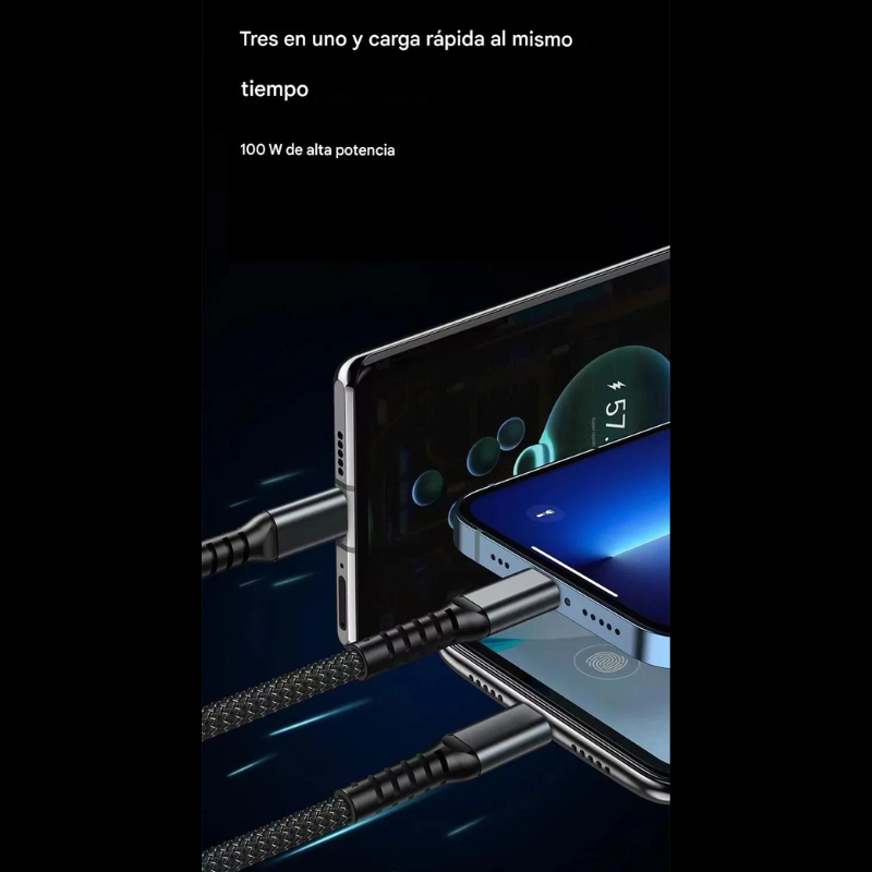 🎁 PAGA 1 LLEVA 2 Cable 3 en 1 de carga superrápida