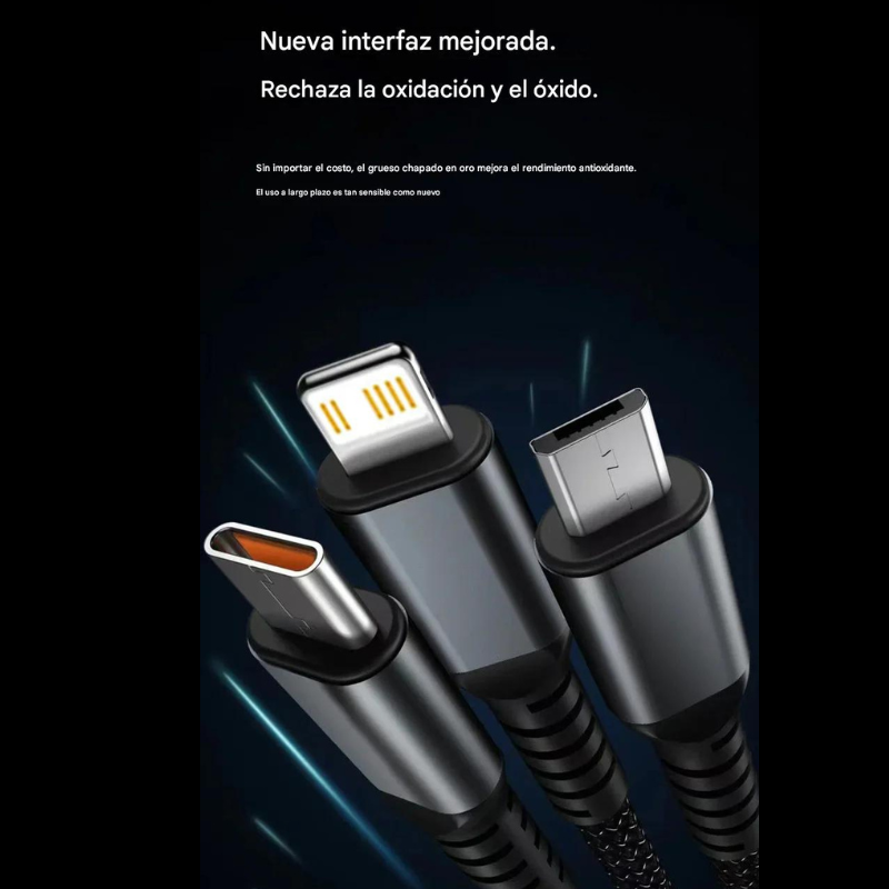 🎁 PAGA 1 LLEVA 2 Cable 3 en 1 de carga superrápida