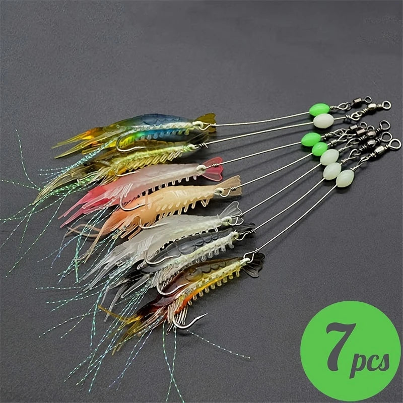PAGA 3 LLEVA 7 Señuelos de camarón luminosos para pesca
